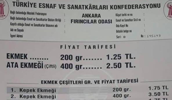 Ankara’da ekmeğe yüzde 25 zam